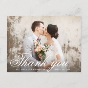 Tarjeta de agradecimiento al boda de superposición