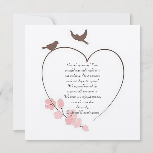 Tarjeta de agradecimiento al Boda de "The Heart of (Anverso)