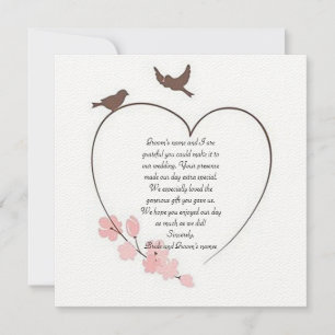 Tarjeta de agradecimiento al Boda de "The Heart of