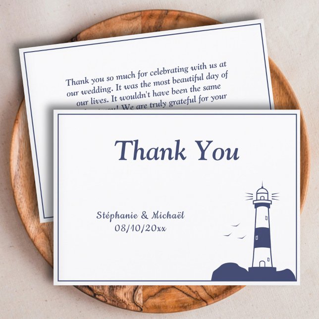 Tarjeta de agradecimiento al Boda del faro (Lighthouse Wedding Thank You Card)