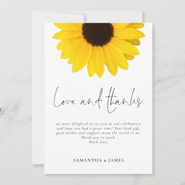Tarjeta de agradecimiento al Boda del girasol (Anverso)