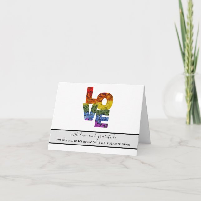 Tarjeta de agradecimiento al Boda del mismo sexo c (Anverso)