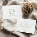 Tarjeta de agradecimiento al Boda del Monograma de<br><div class="desc">Elegante escudo floral sabio boda verde carta de agradecimiento.</div>