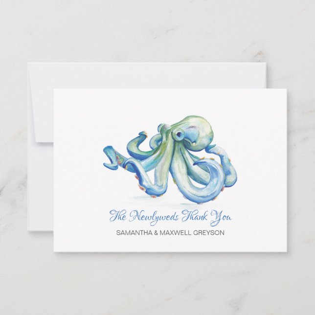 Tarjeta de agradecimiento al Boda del Octopus Azul (Anverso)