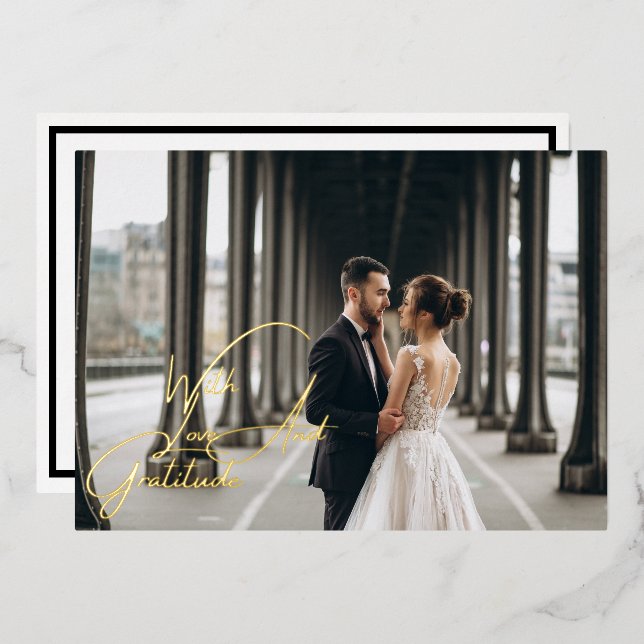 Tarjeta de agradecimiento al Boda del Relieve meta (Anverso/Reverso)