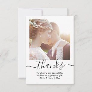Tarjeta de agradecimiento al boda Elegante guión