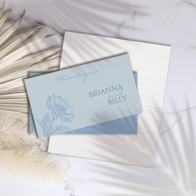 Tarjeta de agradecimiento al Boda floral azul mini (Subido por el creador)
