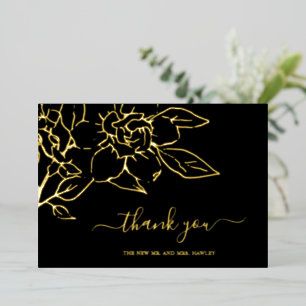 Tarjeta de agradecimiento al Boda floral de Black 