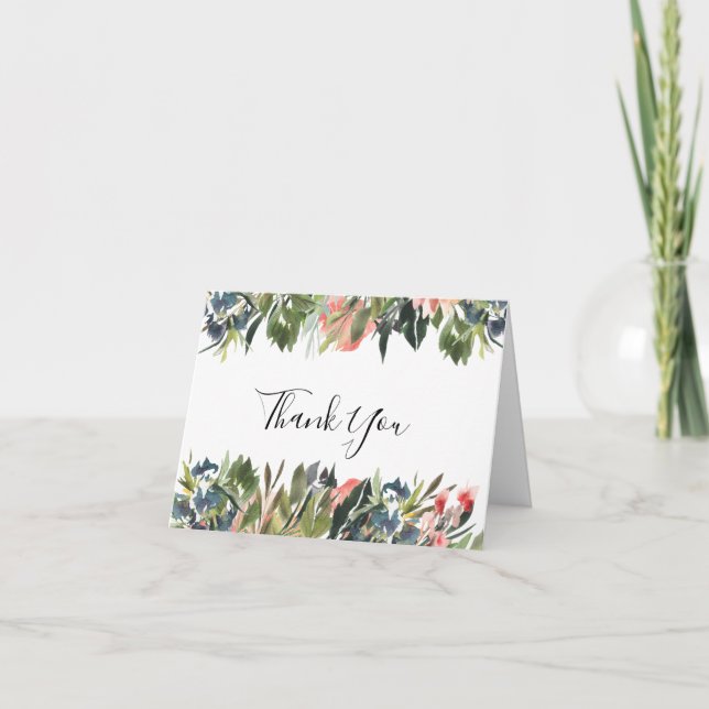 Tarjeta de agradecimiento al Boda floral de coral  (Anverso)