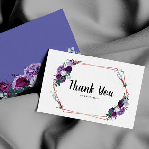 Tarjeta de agradecimiento al Boda floral púrpura m