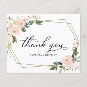 Tarjeta de agradecimiento al Boda floral rosa Rubo