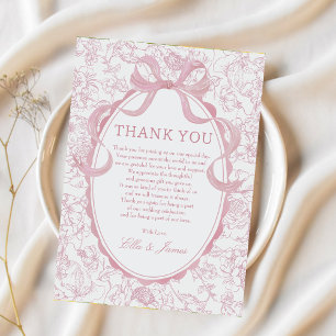 Tarjeta de agradecimiento al Boda floral rosado Bo