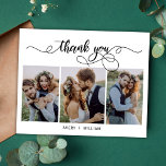 Tarjeta de agradecimiento al Boda fotográfico 3<br><div class="desc">Presupuesto, Elegante, caligrafía Script (3) Boda de Collage de fotos Gracias tarjeta THIN personalizada asequible de bajo presupuesto. Elegante plantilla de tarjeta de agradecimiento boda que incluye (3) tres fotos en la parte delantera y (1) una foto en la parte posterior. ***POR FAVOR, TEN EN CUENTA QUE! *** PAPEL PRESUPUESTARIO/VOLADOR...</div>