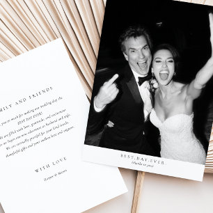 Tarjeta de agradecimiento al Boda fotográfico "Bes