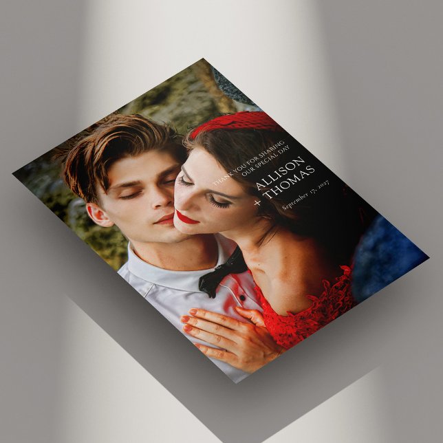 Tarjeta de agradecimiento al Boda fotográfico de l (Luxury Photo Wedding Thank You Card )