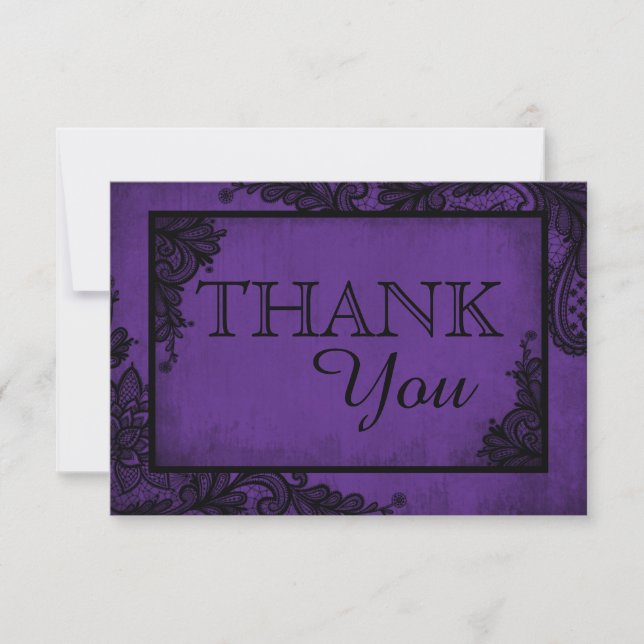 Tarjeta de agradecimiento al Boda gótico Purple Bl (Anverso)