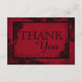 Tarjeta de agradecimiento al Boda gótico Red Black