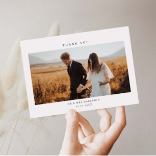 Tarjeta de agradecimiento al Boda minimalista