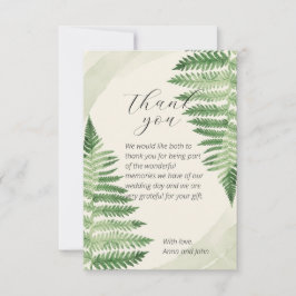 Tarjeta de agradecimiento al Boda minimalista Gree