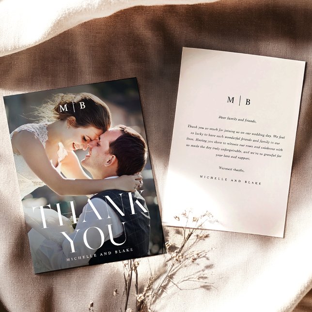 Tarjeta de agradecimiento al Boda Minimalista mono (Subido por el creador)