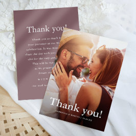 Tarjeta de agradecimiento al Boda moderno de fotos