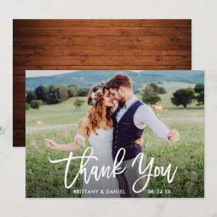 Tarjeta de agradecimiento al boda Photo Brush Scri