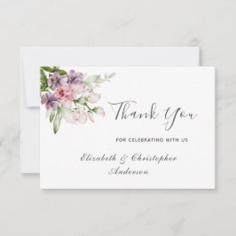 Tarjeta de agradecimiento al Boda Pink Purple Gree