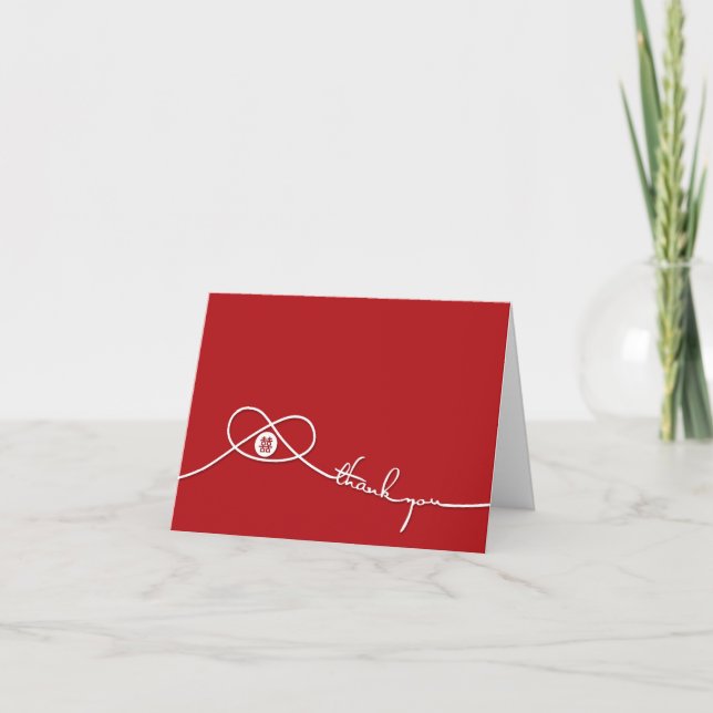 Tarjeta de agradecimiento al Boda Red Double Happi (Anverso)
