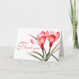 Tarjeta de agradecimiento al boda rojo crocus pink