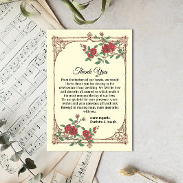 Tarjeta de agradecimiento al Boda romántico mediev