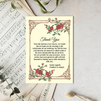 Tarjeta de agradecimiento al Boda romántico mediev