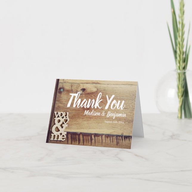 Tarjeta de agradecimiento al Boda Rustic Wood "You (Anverso)