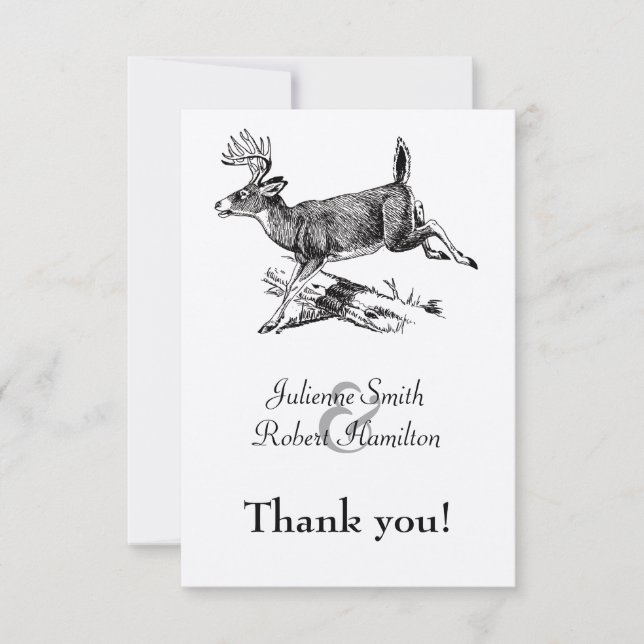 Tarjeta de agradecimiento al Boda Rústico Deer Woo (Anverso)