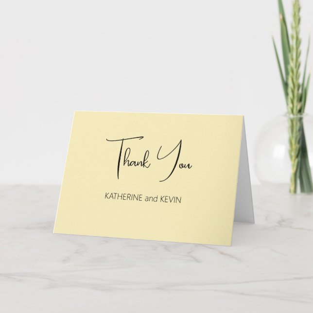 Tarjeta de agradecimiento al Boda simple amarillo  (Anverso)
