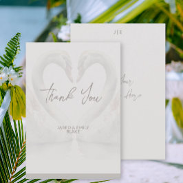 Tarjeta de agradecimiento al Boda Swan Monograma