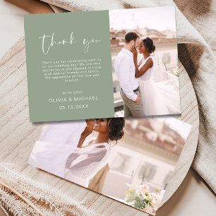 Tarjeta de agradecimiento al Boda verde de la foto