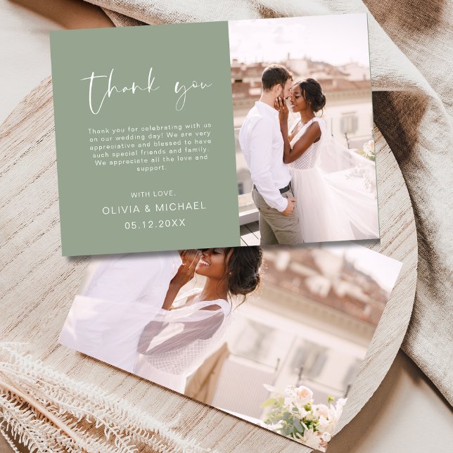 Tarjeta de agradecimiento al Boda verde de la foto (Subido por el creador)