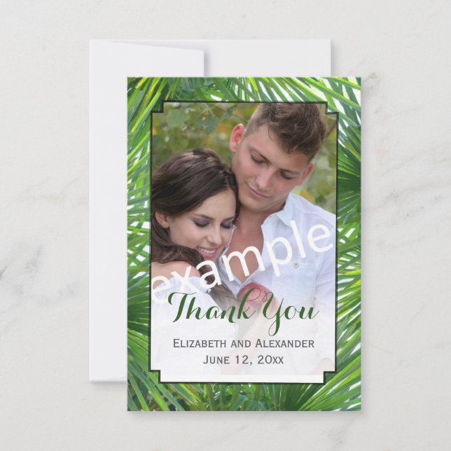 Tarjeta de agradecimiento al Boda verde foto peque (Anverso)