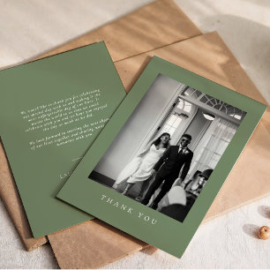 Tarjeta de agradecimiento al Boda verde sabio clás
