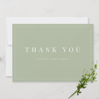 Tarjeta de agradecimiento al Boda verde sabio mode