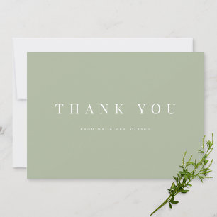 Tarjeta de agradecimiento al Boda verde sabio mode