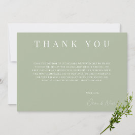 Tarjeta de agradecimiento al Boda verde sabio mode