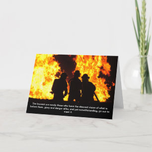 Tarjeta de agradecimiento al bombero con valiente 