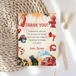 Tarjeta de agradecimiento al bombero y bombero