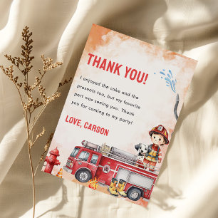 Tarjeta de agradecimiento al bombero y bombero