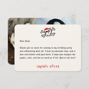 Tarjeta de agradecimiento al capitán del pirata Sk