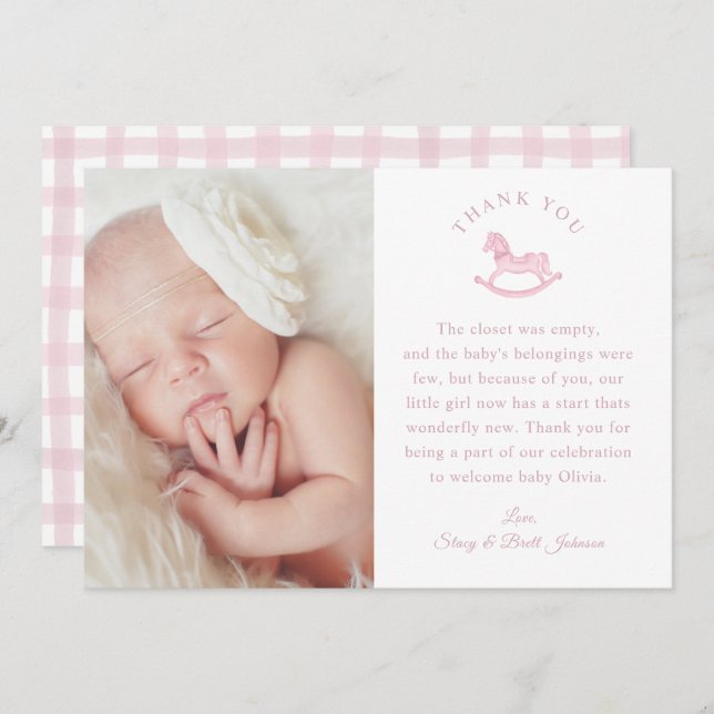 Tarjeta de agradecimiento al Chica Baby Shower de  (Anverso / Reverso)