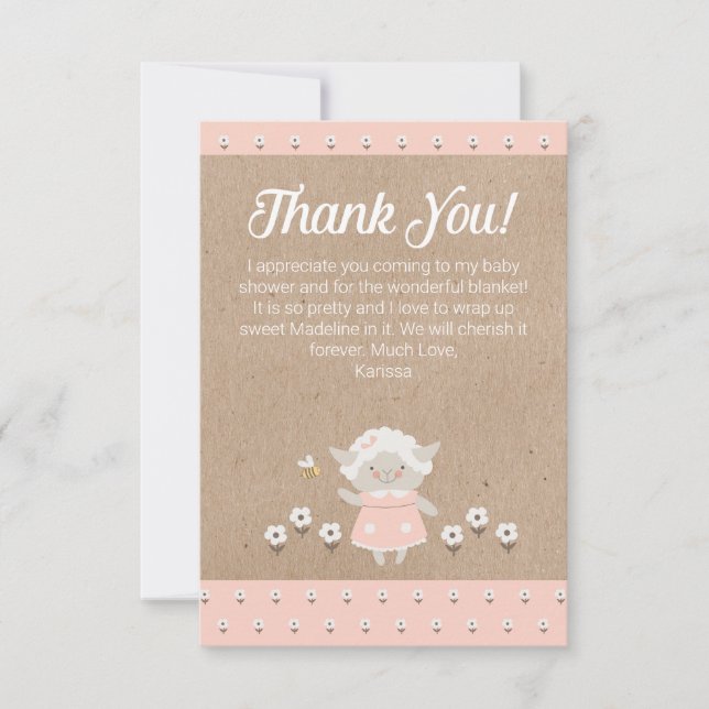 Tarjeta de agradecimiento al Chica de cordero rosa (Anverso)