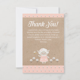Tarjeta de agradecimiento al Chica de cordero rosa