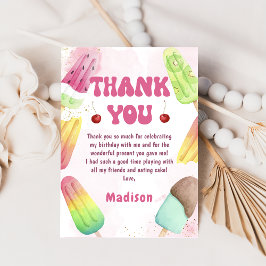 Tarjeta de agradecimiento al Chica de verano rosa